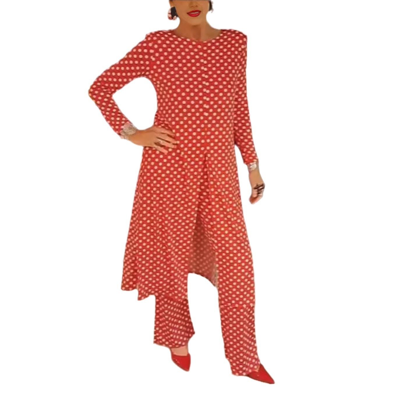 Polka Dot Top & Pants 2-Piece Set