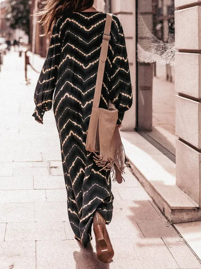 Boho Stripe Long Sleeves Dress