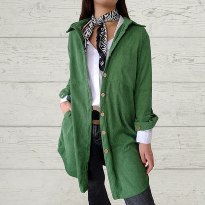 Women's Lapel Soft Long-Sleeve Button Down Coat