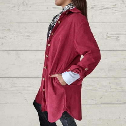 Women's Lapel Soft Long-Sleeve Button Down Coat