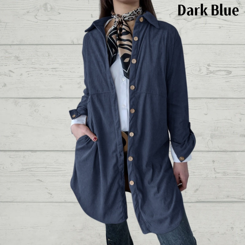 Women's Lapel Soft Long-Sleeve Button Down Coat