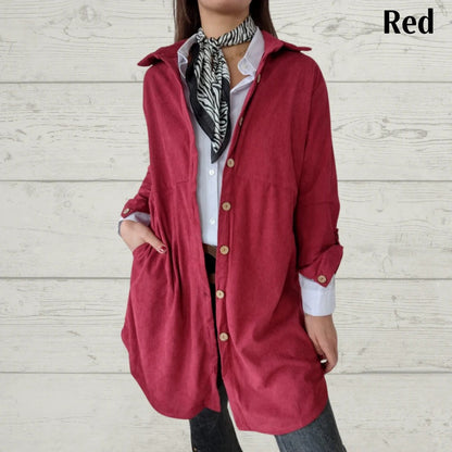 Women's Lapel Soft Long-Sleeve Button Down Coat