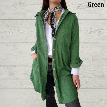 Women's Lapel Soft Long-Sleeve Button Down Coat