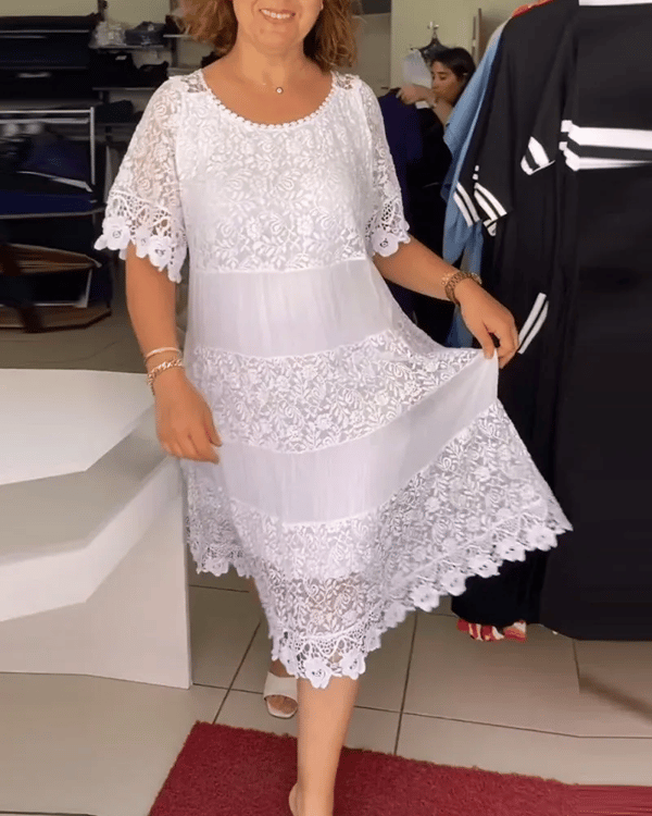 🔥BIG SALE65% OFF🔥Solid Color Short Sleeve Lace Dress