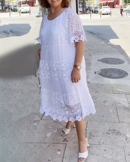 🔥BIG SALE65% OFF🔥Solid Color Short Sleeve Lace Dress