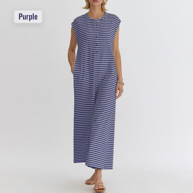 Women's Striped Casual Jumpsuit