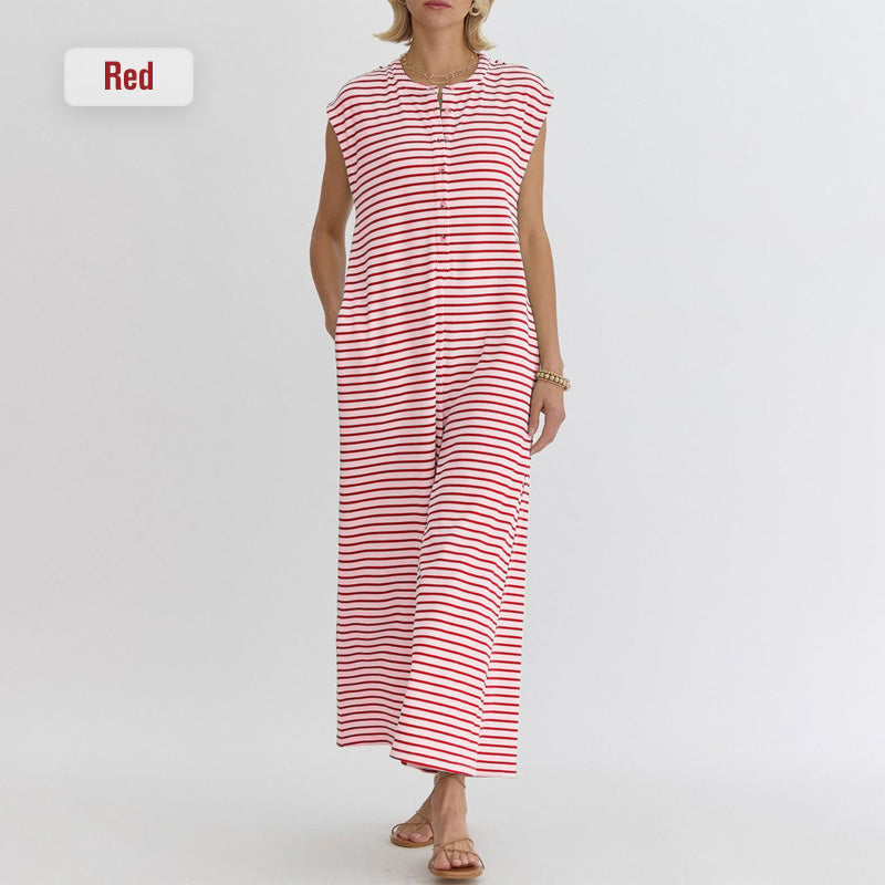 Women's Striped Casual Jumpsuit