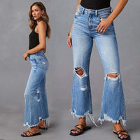 High-Waisted Ripped Flare Jeans for Women