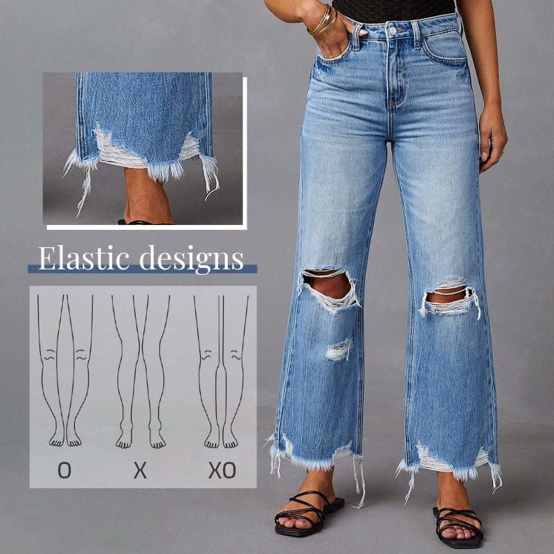 High-Waisted Ripped Flare Jeans for Women