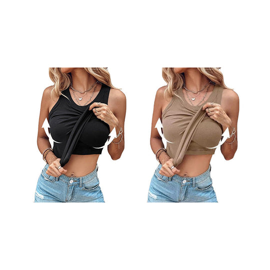 💖LAST DAY SPECIAL SALE💖Ribbed Stretchy Tank Top with Shelf Bra