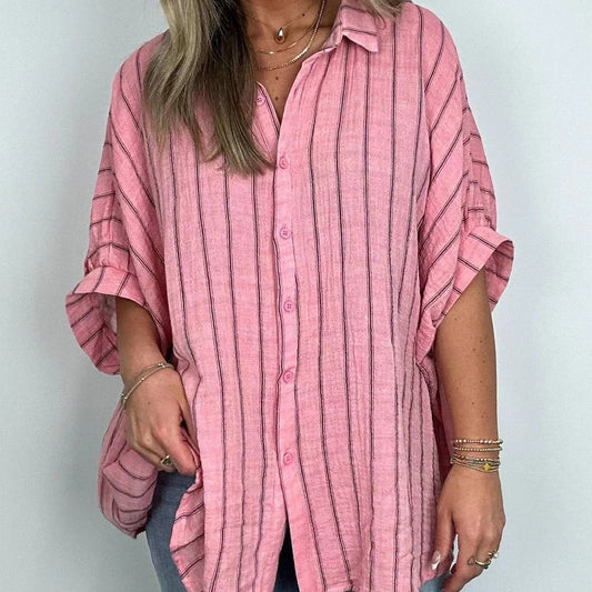 Fashionable Striped Versatile Loose Shirt