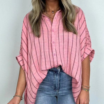 Fashionable Striped Versatile Loose Shirt