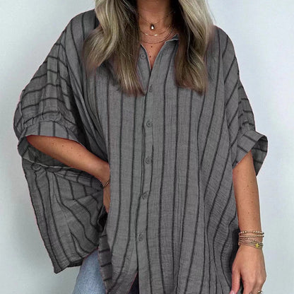 Fashionable Striped Versatile Loose Shirt