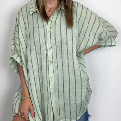 Fashionable Striped Versatile Loose Shirt