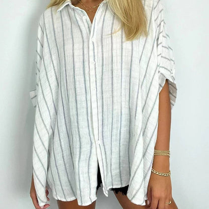 Fashionable Striped Versatile Loose Shirt