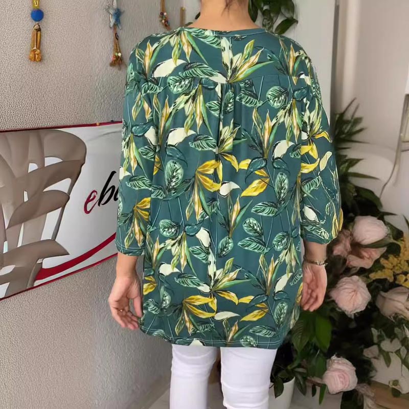 Women’s Casual Printed Button V-neck Pullover