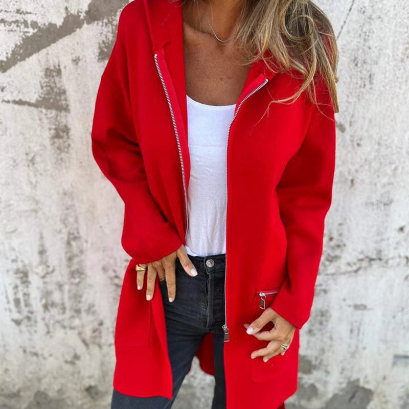 Casual Fashion Long-Sleeve Zip-Up Hooded Sweatshirt Jacket