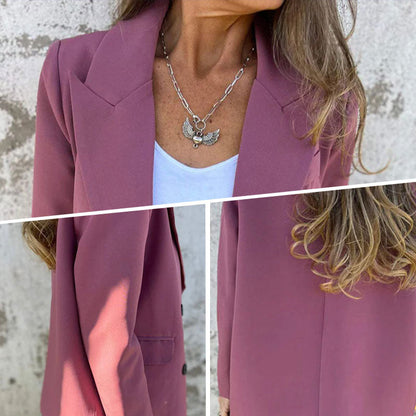 Fashionable Solid Color Long-Sleeve Blazer