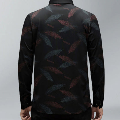 Men's Business Casual Printed Long-Sleeved Shirt