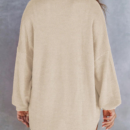 Women’s Loose Solid Color Waffle Knit Shirt