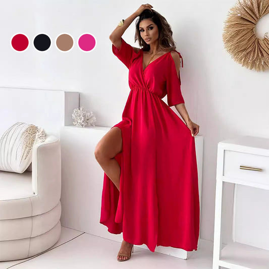 Elegant Sexy V Neck Side Slit Dress