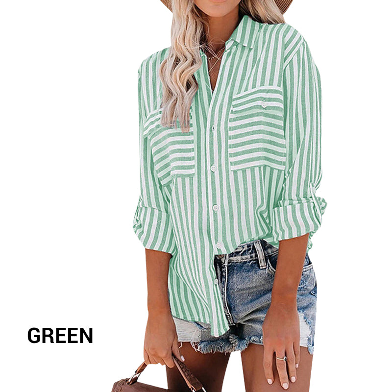 Casual Striped Button-Up Shirt