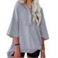 Solid Color Loose Fit Casual Half-Button Top