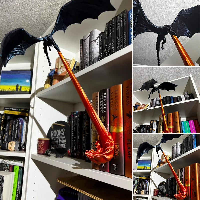 🔥 50% OFF – LIMITED TIME 🐉 Dragon Flame Book Nook – Flying Dragon Bookshelf Ornament for Book Lovers