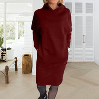 Women's Fleece-Lined Hoodie Dress with Pockets