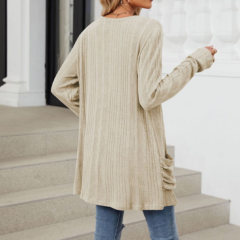 Women's Casual Knit Long-Sleeve Open Front Coat