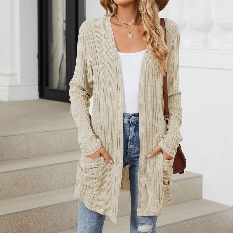 Women's Casual Knit Long-Sleeve Open Front Coat