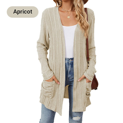 Women's Casual Knit Long-Sleeve Open Front Coat