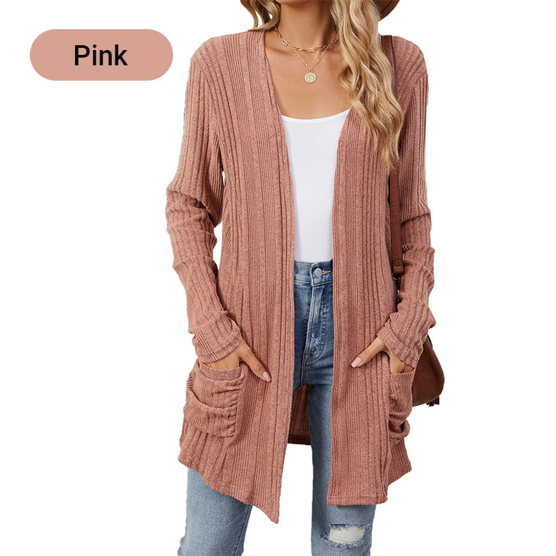 Women's Casual Knit Long-Sleeve Open Front Coat