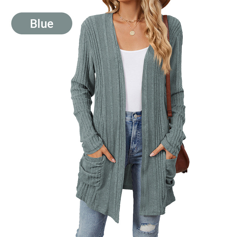 Women's Casual Knit Long-Sleeve Open Front Coat