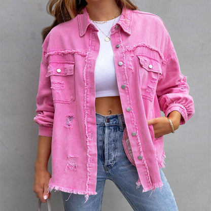 💕Relaxed Fit Denim Style Jacket