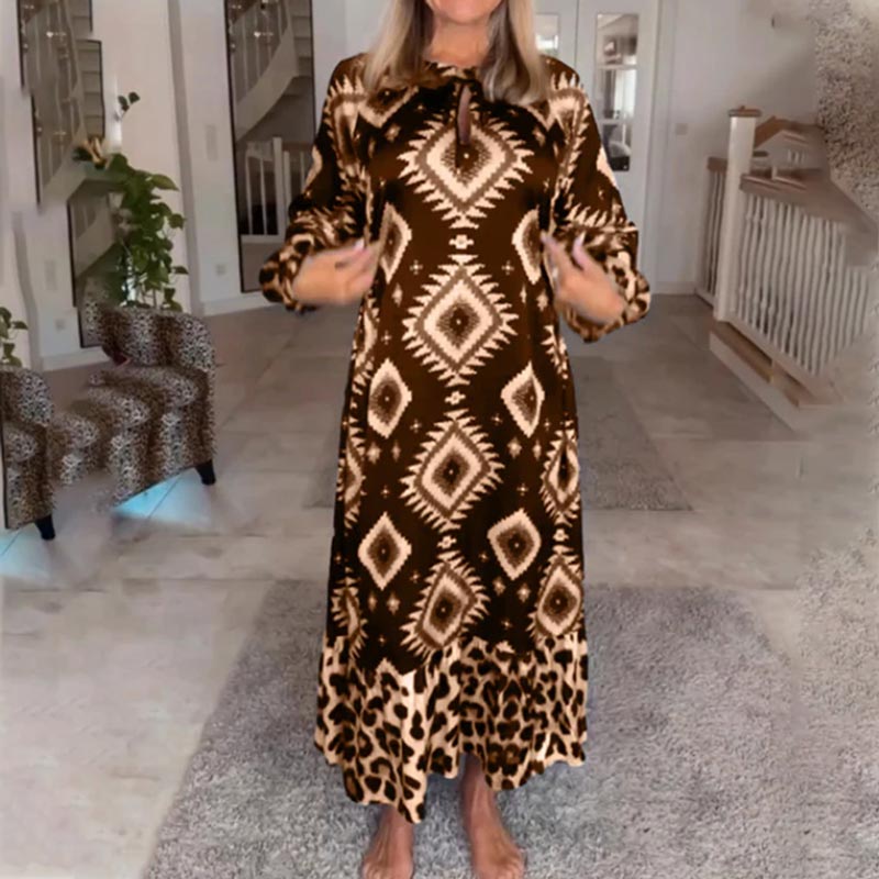 Women’s Bohemian Casual Printed Long-sleeve Dress