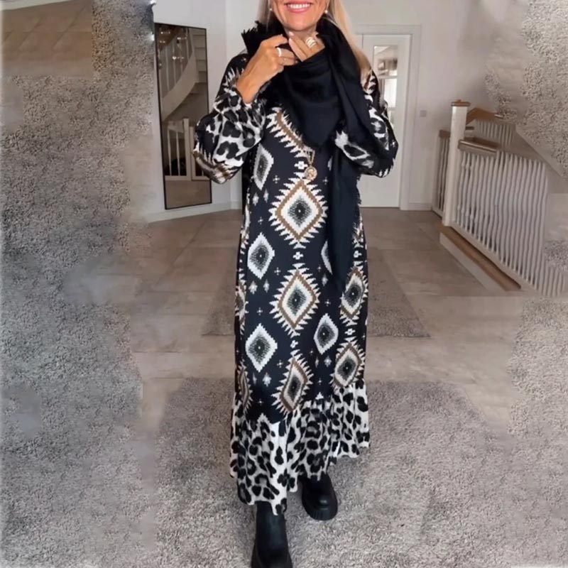 Women’s Bohemian Casual Printed Long-sleeve Dress