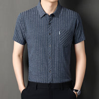 Men's Classic Striped Short Sleeve Button-Up Shirt