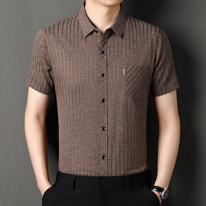 Men's Classic Striped Short Sleeve Button-Up Shirt