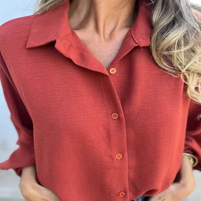 Elegant Solid Color Button-Up Shirt