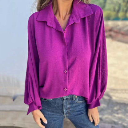 Elegant Solid Color Button-Up Shirt