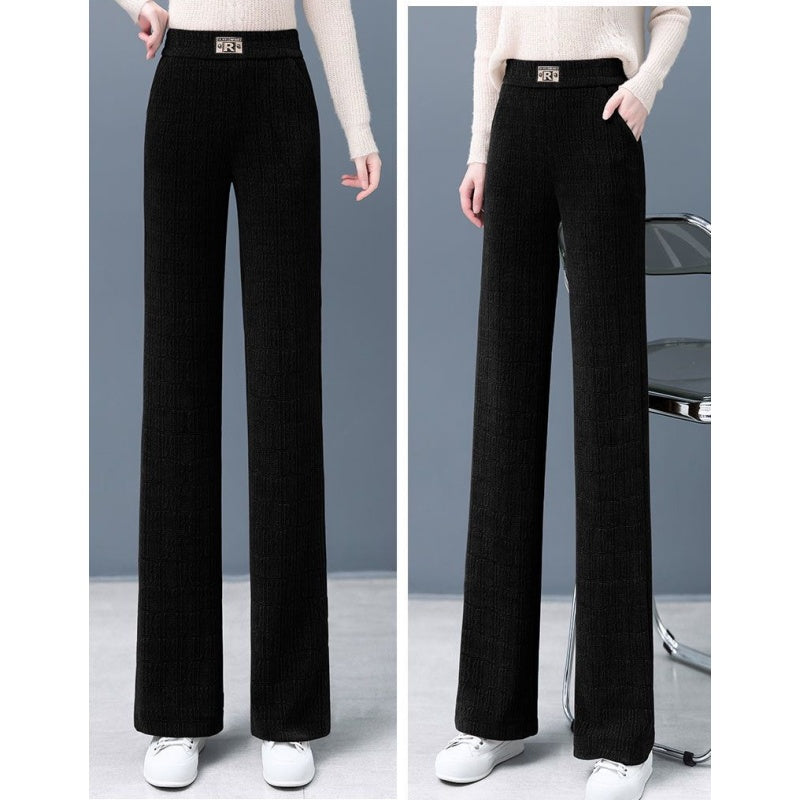 Women's High Waist Warm Wide-Leg Pants