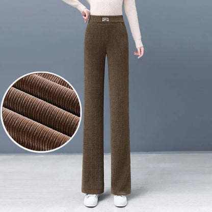 Women's High Waist Warm Wide-Leg Pants