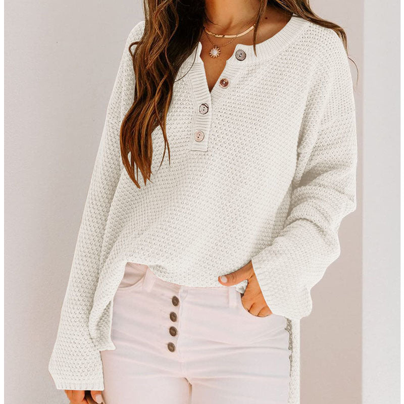 Henley Waffle Knit Sweater