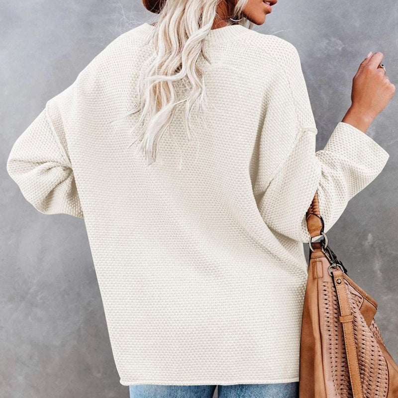 Henley Waffle Knit Sweater