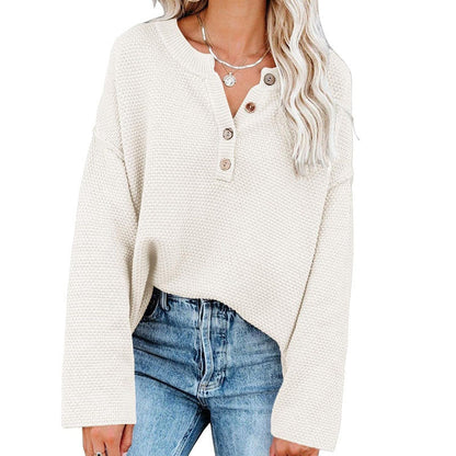 Henley Waffle Knit Sweater