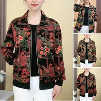 Women’s Casual Print Short Full-zip Jacket