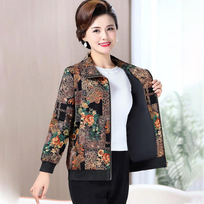 Women’s Casual Print Short Full-zip Jacket