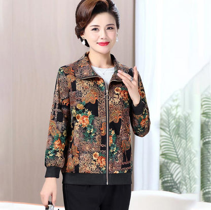 Women’s Casual Print Short Full-zip Jacket