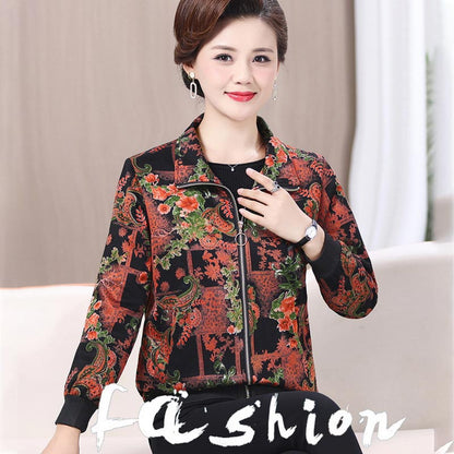 Women’s Casual Print Short Full-zip Jacket